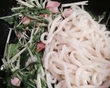 水菜とベーコンの和風うどん作り方5写真