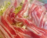 豚しゃぶ肉、春キャベツ、新玉ネギの蒸し鍋作り方2写真