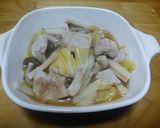 レンジで豚とキャベツと茸の柚子胡椒酒蒸し作り方5写真