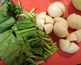 かぶとほうれん草と貝柱のクリームパスタ作り方2写真