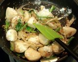 かぶとほうれん草と貝柱のクリームパスタ作り方4写真