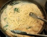 かぶとほうれん草と貝柱のクリームパスタ作り方8写真