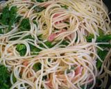 わさび菜とタラコのクリームパスタ♪作り方8写真