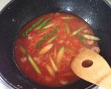 海老とアスパラのトマトクリームスパゲティ作り方4写真