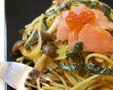 キノコとサーモンの和風パスタ作り方8写真