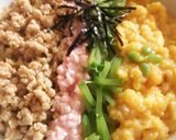 母の 甘くない 鶏そぼろ ４色丼作り方7写真