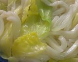 春キャベツと新玉葱牛すき釜玉うどん作り方3写真