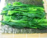 ほうれん草の海苔巻甘酢みそかけ菜の花添え作り方2写真