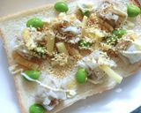 タバスコ＆胡麻で　焼売×枝豆のトースト作り方4写真