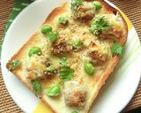タバスコ＆胡麻で　焼売×枝豆のトースト作り方5写真
