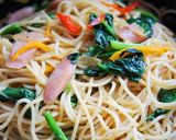 簡単☆ほうれん草のにんにく和風醤油パスタ作り方3写真