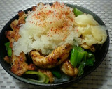 唐揚げ粉で焼くだけ♪豚ネギ大根おろし丼作り方4写真