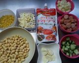 お豆とマカロニのトマトチーズサラダ作り方1写真