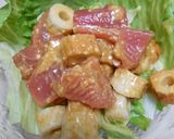 マグロぶつ切りのわさび醤油和えトマト添え作り方8写真