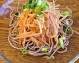 簡単冷やし蕎麦もやしキムチ乗せ作り方5写真