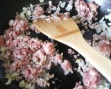 茄子とひき肉の卵とじ丼作り方2写真
