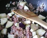 茄子とひき肉の卵とじ丼作り方3写真