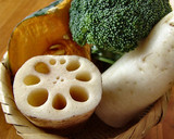 蒸し野菜のそぼろあんかけ（かぼちゃ等）作り方1写真