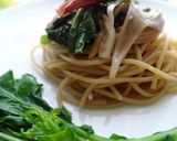のらぼう菜と舞茸のペペロンチーノ☆作り方6写真