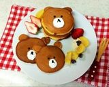 LINEブラウンきなこどら焼きパンケーキ作り方2写真