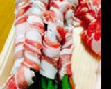 残った春菊の茎の豚肉巻き作り方2写真