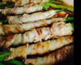 残った春菊の茎の豚肉巻き作り方3写真