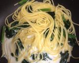 生ハムとほうれん草の簡単クリームパスタ♪作り方3写真