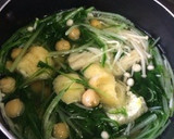 水菜とひよこ豆のとろーり和スープ作り方3写真