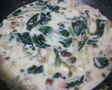 ほうれん草ベーコンのクリームスープパスタ作り方5写真
