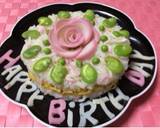 お誕生日ピンク！薔薇な花！すし飯ケーキ作り方19写真