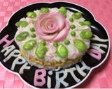 お誕生日ピンク！薔薇な花！すし飯ケーキ作り方19写真