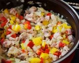 美味しい☆海老と鶏肉で洋風炊き込みご飯作り方2写真