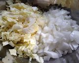 新玉ねぎと春キャベツの溶けるチーズとじ作り方1写真