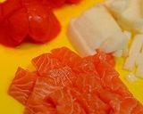 ✿サーモン&長芋&トマトバジルソース和え作り方1写真