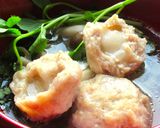 餅入り鶏つみれとせりの焼きあごだしつゆ作り方6写真