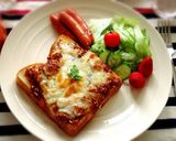 ブランチに♫リメイク＊カレー月見トースト作り方4写真