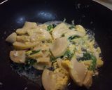 たけのことほうれん草の卵とじ作り方5写真