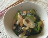 叩ききゅうりとちくわ☆梅わさ海苔和え作り方4写真