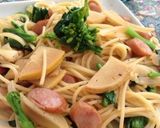 たけのこと菜の花の和風パスタ作り方7写真