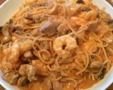 簡単♥︎海老チキントマトクリームパスタ作り方8写真