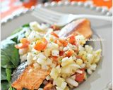 サーモンステーキ 沢庵と野菜のソース作り方3写真