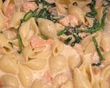 塩鮭とほうれん草のクリームパスタ作り方9写真
