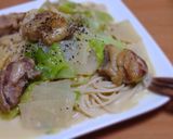モモ肉の豆乳クリームパスタ作り方7写真