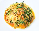 鶏皮と水菜のキムチ炒め作り方5写真