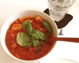 キャベツとトマトのスープ★チーズとバジル作り方6写真