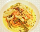 シーフードのホワイトソースの生パスタ作り方6写真