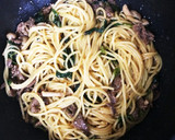 簡単＆絶品♡ほうれん草と牛肉の和風パスタ作り方5写真