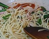 小松菜とベーコンのパスタ作り方20写真