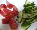 冷麺に辛子高菜のせて作り方1写真