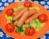 ボイル春キャベツ❀ウインナのせて❀作り方3写真